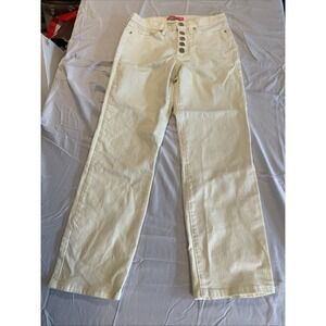 Lilly Pulitzer Womens Off White High Rise Button Fly Straight Leg Jeans Size 2